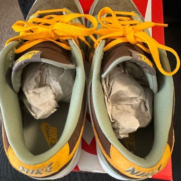 Nike Dunk Low Dusty Olive Size 14 Pre-Owned DH5360 300 Green Brown Yellow used​ main image 6
